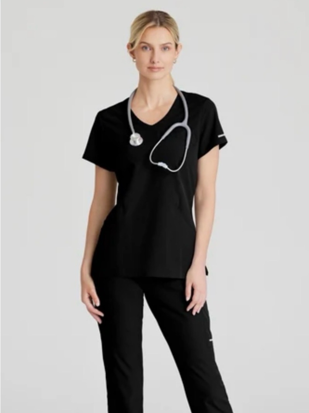 2 Skechers by Barco Women's Black Scrub Tops